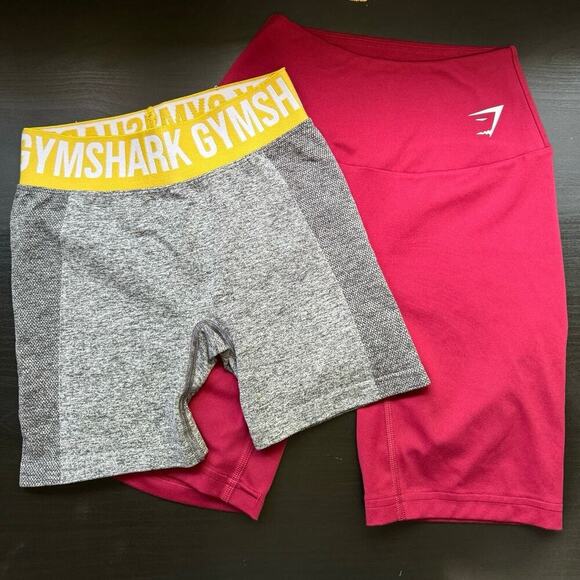 Bundle Of Two Gymshark Activewear Shorts In Gray, Yellow, & Red Size XS - Picture 1 of 9